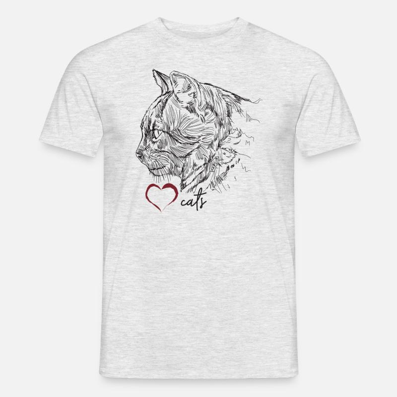 Katzengesicht - Männer T-Shirt - Grau meliert