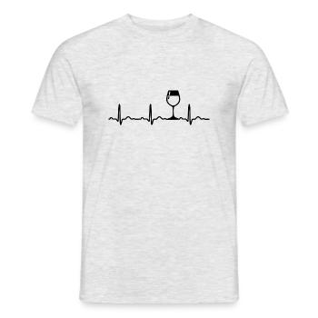 Wein Geschenk Herzschlag Wein-Liebe Freude - Männer T-Shirt - Grau meliert - Vorne - AI Model Male 178 dark (178cm)