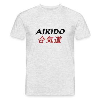 Aikido - Men's T-Shirt - heather grey - Front - AI Model Male 178 dark (178cm)