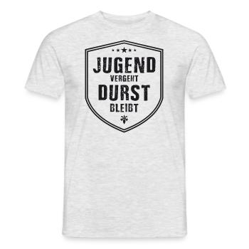 Jugend vergeht Durst bleibt - Männer T-Shirt - Grau meliert - Vorne - AI Model Male 178 dark (178cm)