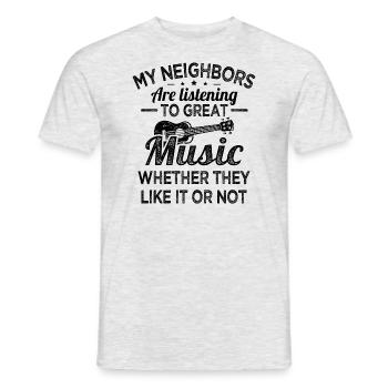 Ukulele Nachbar hört gute Musik Uke Musiker - Männer T-Shirt - Grau meliert - Vorne - AI Model Male 178 dark (178cm)