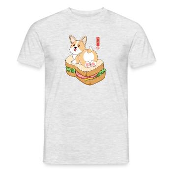 Corgi Sandwich - Men's T-Shirt - heather grey - Front - AI Model Male 178 dark (178cm)