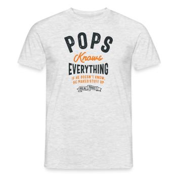 Pops Knows Everything - Dad Grandpa - Men's T-Shirt - heather grey - Front - AI Model Male 178 dark (178cm)