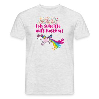 Ich scheisse aufs kostüm,einhorn,karneval - Männer T-Shirt - Grau meliert - Vorne - AI Model Male 178 dark (178cm)