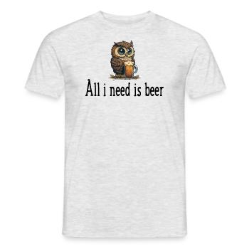 Alles, was ich brauche, ist Bier - Männer T-Shirt - Grau meliert - Vorne - AI Model Male 178 dark (178cm)