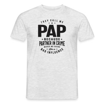 Pap - Partner in Crime - Fathers Day - Men's T-Shirt - heather grey - Front - AI Model Male 178 dark (178cm)
