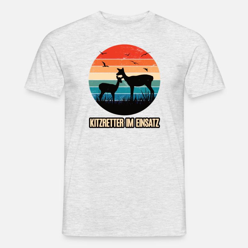 Kitzretter im Einsatz Rehkitz Retter Kitzrettung - Männer T-Shirt - Grau meliert