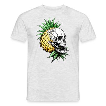 Crâne d’ananas // Crâne ananas fruit FS0064 - T-shirt homme - gris chiné - Devant - AI Model Male 178 dark (178cm)