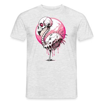 Flamant rose crâne // Totenkopf Flamingo FS0069 - T-shirt homme - gris chiné - Devant - AI Model Male 178 dark (178cm)