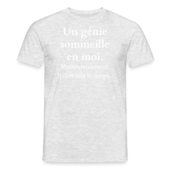 A sleeping genius in me - Men's T-Shirt - heather grey - Front - AI Model Male 178 dark (178cm)