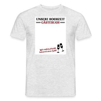 Unsere Hochzeit Gästebuch Outfit Heiraten Feier - Männer T-Shirt - Grau meliert - Vorne - AI Model Male 178 dark (178cm)