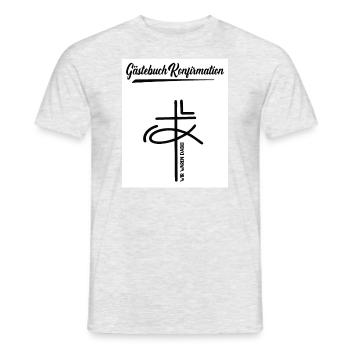 Konfirmation Gästebuch Kirche Glaube Fisch Konfi - Männer T-Shirt - Grau meliert - Vorne - AI Model Male 178 dark (178cm)