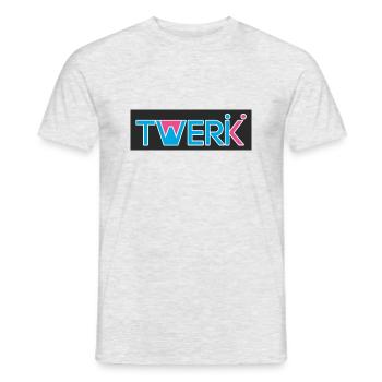 Logo TWERK avec W rempli de Rose - T-shirt homme - gris chiné - Devant - AI Model Male 178 dark (178cm)