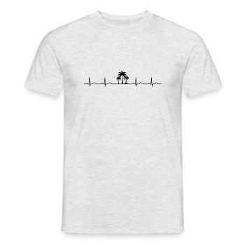 Mon cœur bat pour les palmiers, la plage et la mer - T-shirt homme - gris chiné - Devant - AI Model Male 178 dark (178cm)