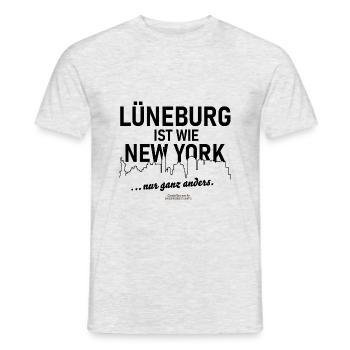 Lüneburg ist wie New York - Männer T-Shirt - Grau meliert - Vorne - AI Model Male 178 dark (178cm)