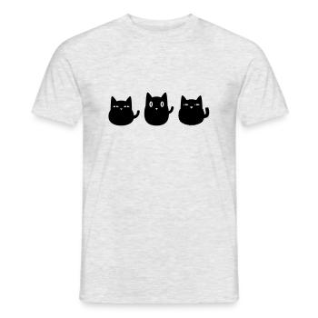 Drei schwarze Katzen - Männer T-Shirt - Grau meliert - Vorne - AI Model Male 178 dark (178cm)