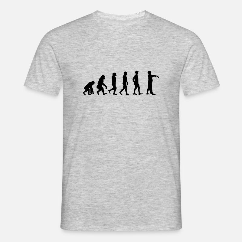 Evolution Zombie - Männer T-Shirt - Grau meliert