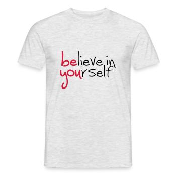 Slogan crois en toi. croyez en vous - T-shirt homme - gris chiné - Devant - AI Model Male 178 dark (178cm)