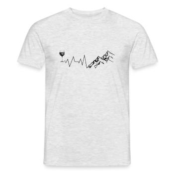 Herzschlag Berge und Wein - - Männer T-Shirt - Grau meliert - Vorne - AI Model Male 178 dark (178cm)
