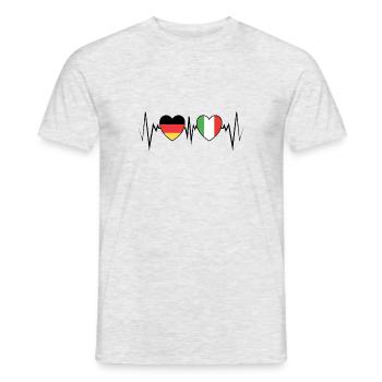 Germany and Italy heartbeat pulse EKG - Men's T-Shirt - heather grey - Front - AI Model Male 178 dark (178cm)
