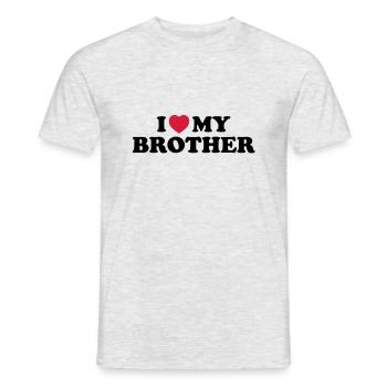 I love my brother - Heren T-shirt - grijs gemêleerd - Voor - AI Model Male 178 dark (178cm)