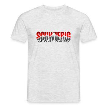 Schwierig ist hier nichts - Design rot dunkel - Männer T-Shirt - Grau meliert - Vorne - AI Model Male 178 dark (178cm)
