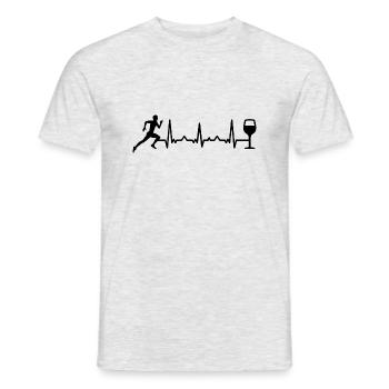 Heartbeat wine and running - (2) - Men's T-Shirt - heather grey - Front - AI Model Male 178 dark (178cm)