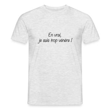En vrai je suis trop vénère black - T-shirt homme - gris chiné - Devant - AI Model Male 178 dark (178cm)