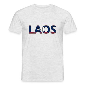 Flagge von Laos - Männer T-Shirt - Grau meliert - Vorne - AI Model Male 178 dark (178cm)
