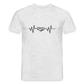 Herzschlag Business Handschlag Hände Hand in Firma - Männer T-Shirt - Grau meliert - Vorne - AI Model Male 178 dark (178cm)