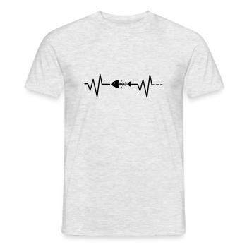 Pêche battement de coeur poisson mort squelette pêcheur mort - T-shirt homme - gris chiné - Devant - AI Model Male 178 dark (178cm)