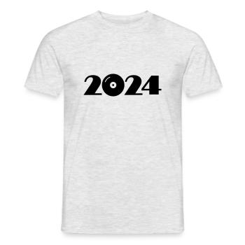 Music DJ Vinyl Record Party 2024 - Men's T-Shirt - heather grey - Front - AI Model Male 178 dark (178cm)