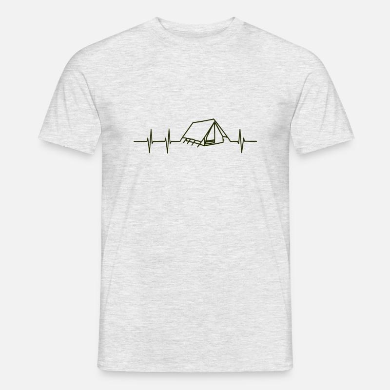 Herzfrequenz Camping - Männer T-Shirt - Grau meliert
