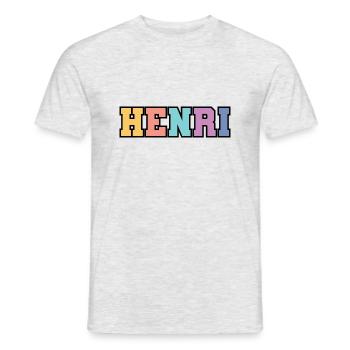Name - Henri - Men's T-Shirt - heather grey - Front - AI Model Male 178 dark (178cm)