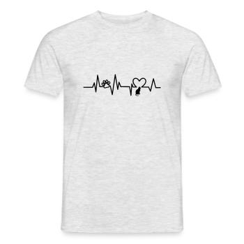 Puls Katze Herz Pfote - Männer T-Shirt - Grau meliert - Vorne - AI Model Male 178 dark (178cm)