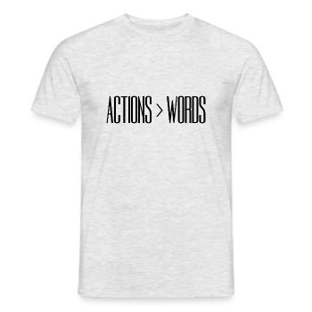 Taten sagen mehr als Worte - Motivationsgeschenk - Männer T-Shirt - Grau meliert - Vorne - AI Model Male 178 dark (178cm)