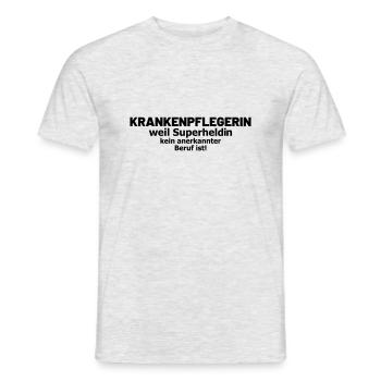 Krankenpflegerin Spruch Superheldin - Männer T-Shirt - Grau meliert - Vorne - AI Model Male 178 dark (178cm)