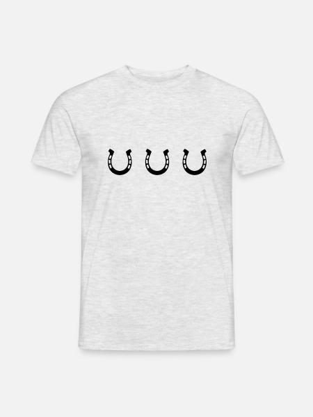 pferde hufeisen - Männer T-Shirt - Grau meliert
