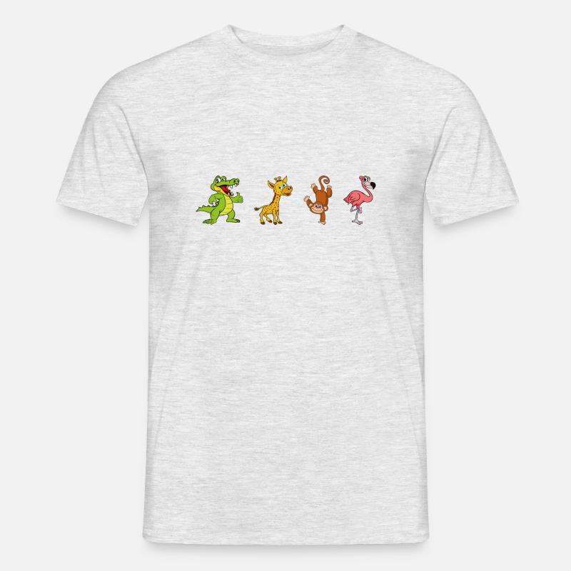 Giraffe Affe Flamingo - Männer T-Shirt - Grau meliert