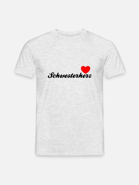 Schwesterherz | Black - Männer T-Shirt - Grau meliert