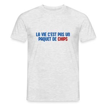 La vie c est pas un paquet de chips - T-shirt homme - gris chiné - Devant - AI Model Male 178 dark (178cm)