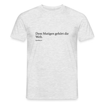 Dem Mutigen gehört die Welt. - Männer T-Shirt - Grau meliert - Vorne - AI Model Male 178 dark (178cm)