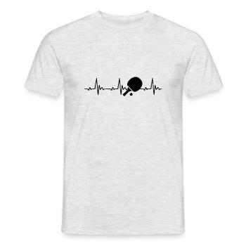ECG de battement de cœur de tennis de table - T-shirt homme - gris chiné - Devant - AI Model Male 178 dark (178cm)