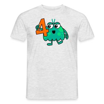 Funny Green Cartoon Number Four Monster - Men's T-Shirt - heather grey - Front - AI Model Male 178 dark (178cm)