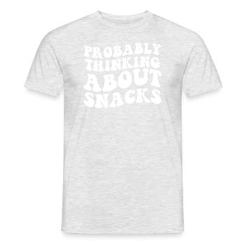 Retro Probably Thinking About Snacks funny eating - T-shirt homme - gris chiné - Devant - AI Model Male 178 dark (178cm)
