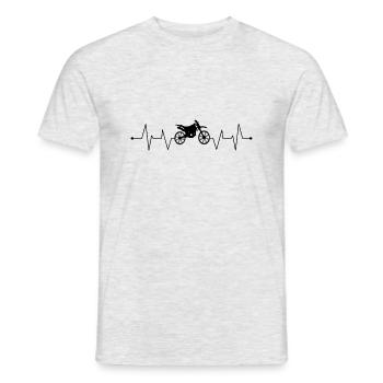 Motorcycle Biker Heartbeat ECG - Men's T-Shirt - heather grey - Front - AI Model Male 178 dark (178cm)