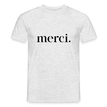 merci - français Merci - T-shirt homme - gris chiné - Devant - AI Model Male 178 dark (178cm)