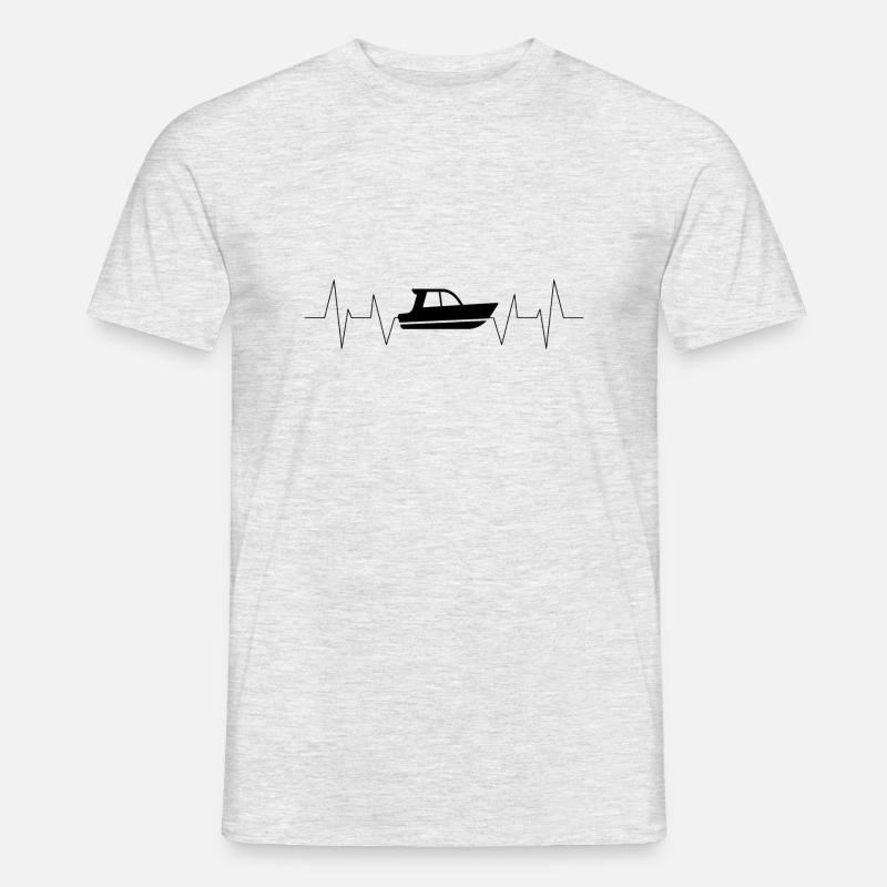 Herzschlag Boot Motorboot - Männer T-Shirt - Grau meliert