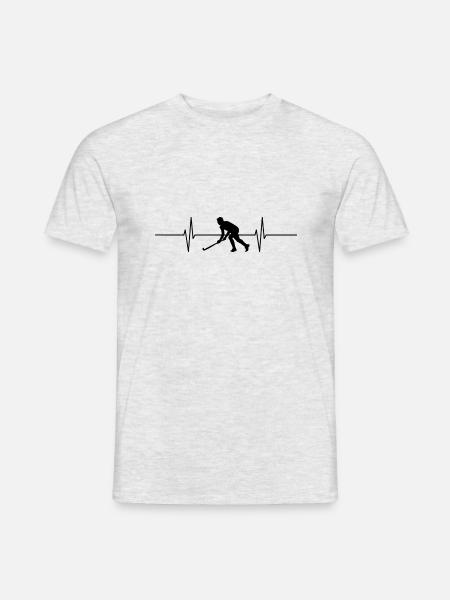Mein Herz schlägt für Hockey - Männer T-Shirt - Grau meliert