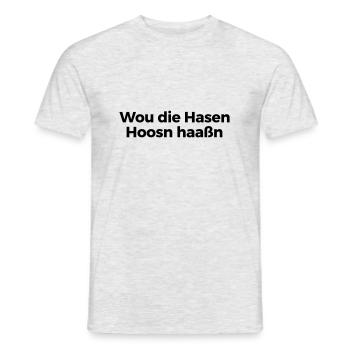 WOU DIE HASEN HOOSN HAAssEN - Männer T-Shirt - Grau meliert - Vorne - AI Model Male 178 dark (178cm)